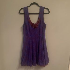 Blue fit and flare free people dress